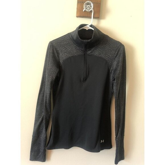 Under Armour Womens Size M Black 1/2 Zip Pullover Fitted Cold Gear Long Sleeve - Picture 1 of 6